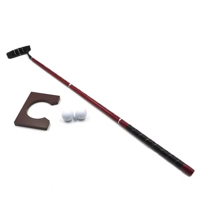 Mini putter desk set with wooden cup and two balls