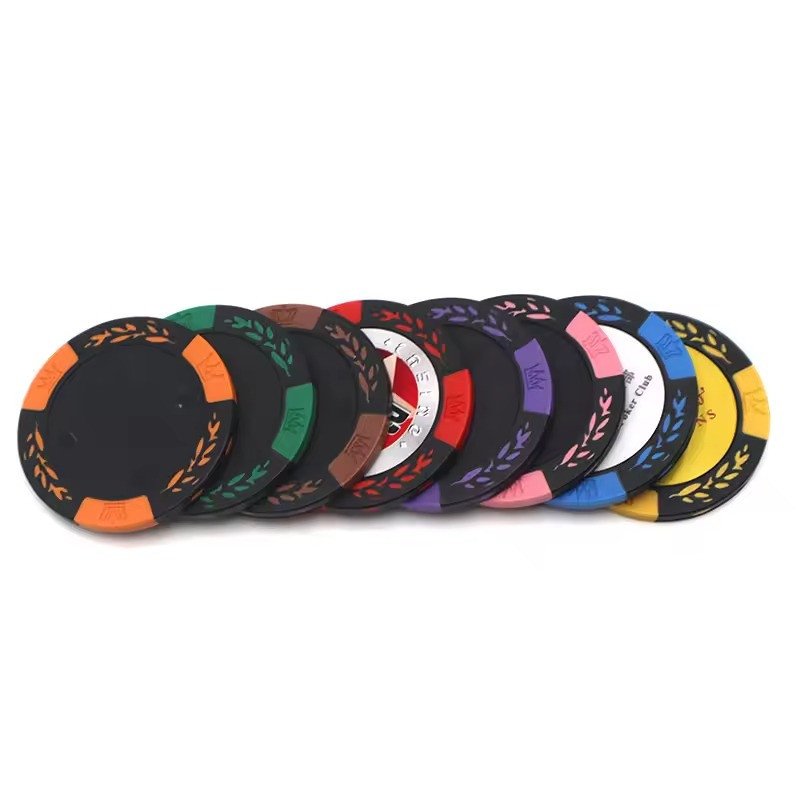 Poker-chip style ball markers fanned in ten colours