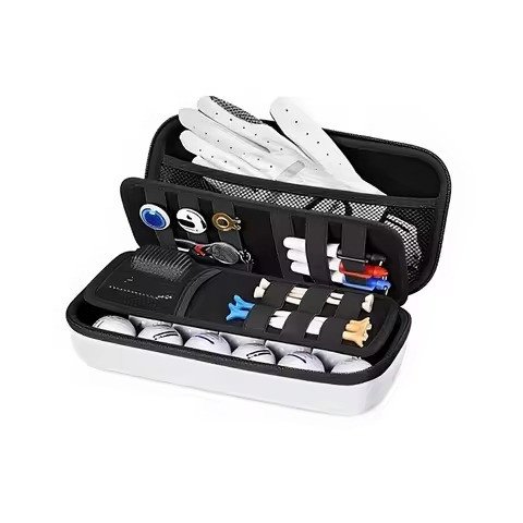 EVA organizer case packed with balls, tees and glove