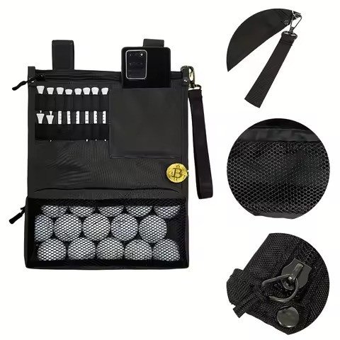 Mesh ball bag with tee loops and phone pocket