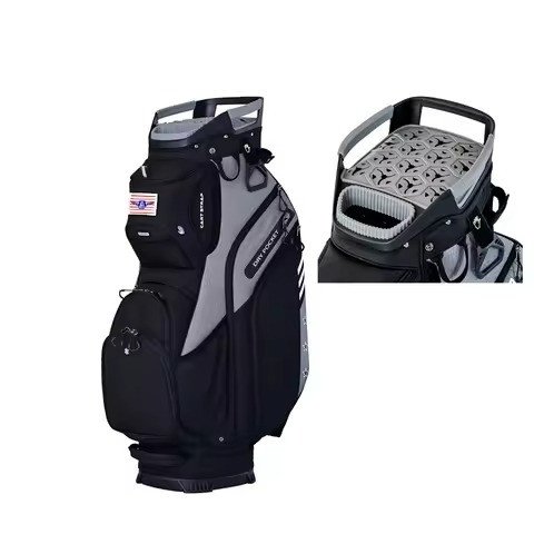 Cart bag with 14-way organizer top, divider detail inset
