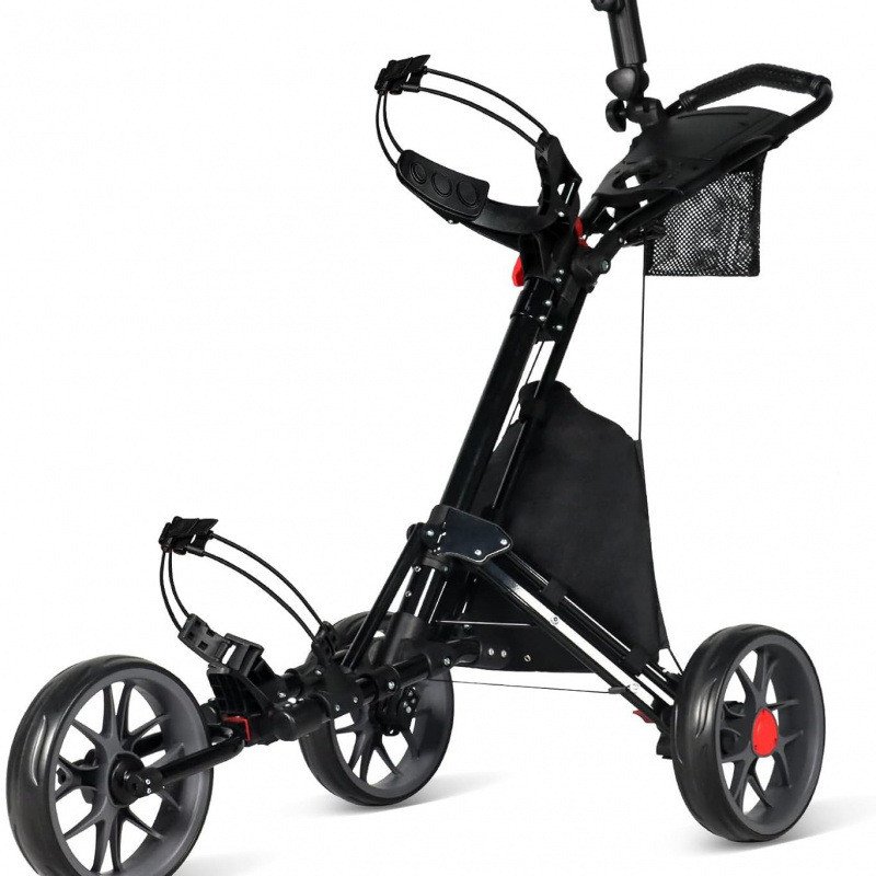 Trolley with oversized rear wheels and under-handle cooler bag