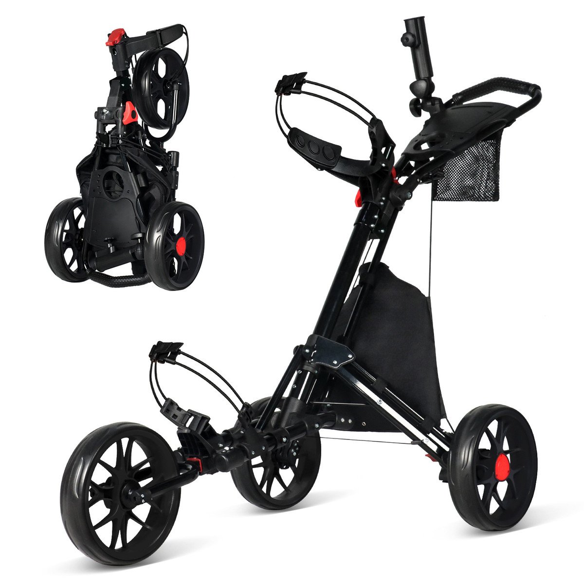 Open cart with folded state shown as inset