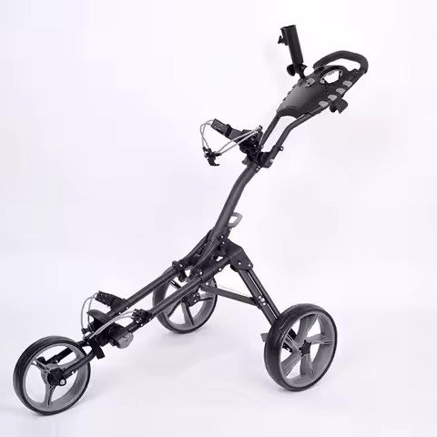 Matte-black trolley with oversized wheels