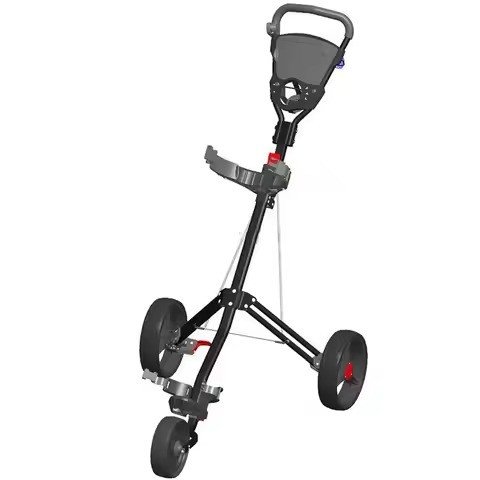 Black fold-flat trolley with red trims