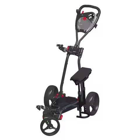 Four-wheel cart with seat and footplate
